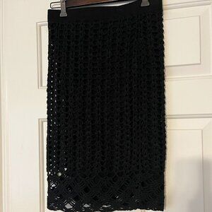 Vivienne Tam Black Crocheted Pencil Skirt, Size S, EUC